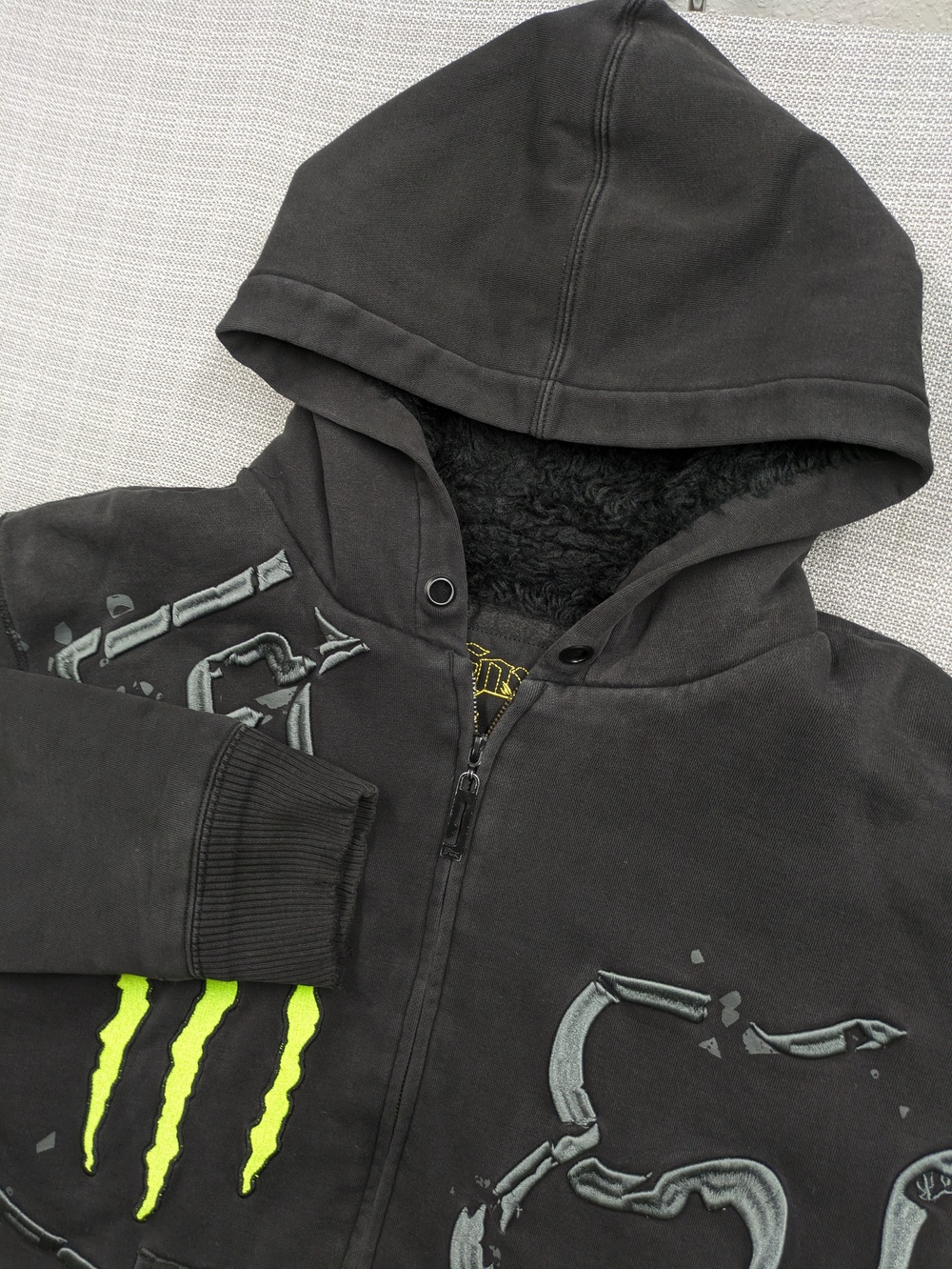 Fox Racing Monster Energy Ricky Carmichael #4 Hoodie Mens L Sherpa Lined Y2K